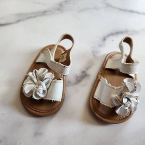 Trimfoot baby girl white floral open toe sandal summer shoe